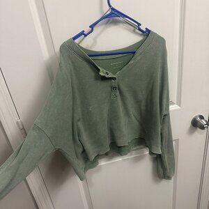 Aeropostale Distressed Olive Green Sweater